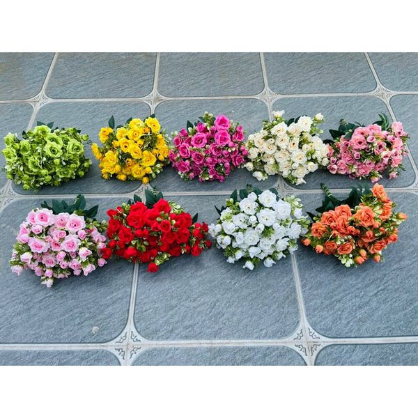 Cành HOA HỒNG xoăn 7 nhánh , Hoa giả trang trí nhà cửa , Hoa giả Decor , Hoa giả để bàn.