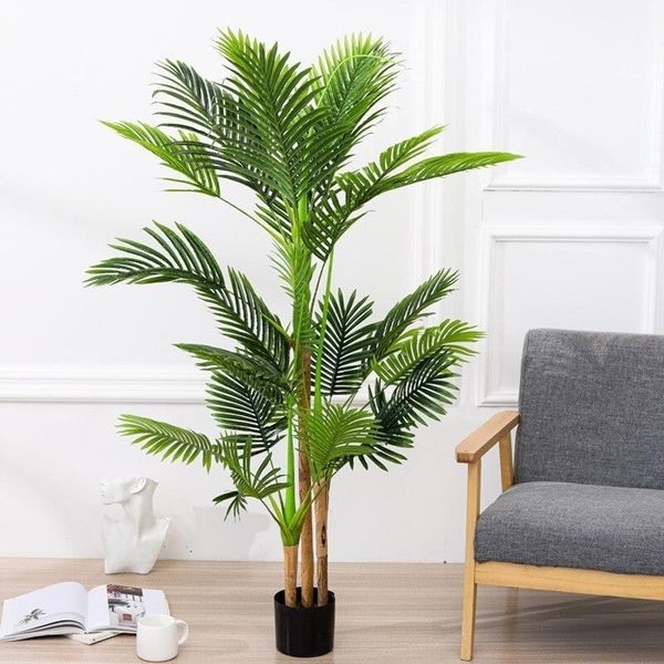 Cây giả - Cây dừa giả -  gốc bằng gỗ , 3 thân , trang trí phòng khách, decor trang trí nhà hàng, quán cà phê cực đẹp