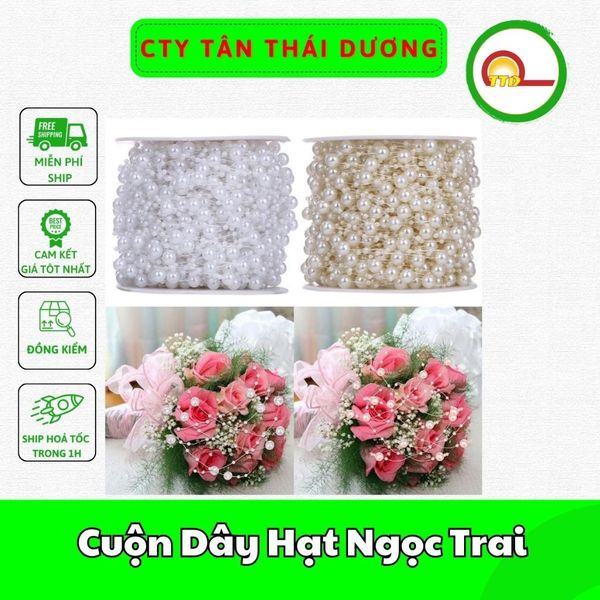 Cuộn Dây Hạt Ngọc Trai Làm Đồ Handmade - Làm Đồ Trang Sức - Trang Trí Bó Hoa Đám Cưới 60m