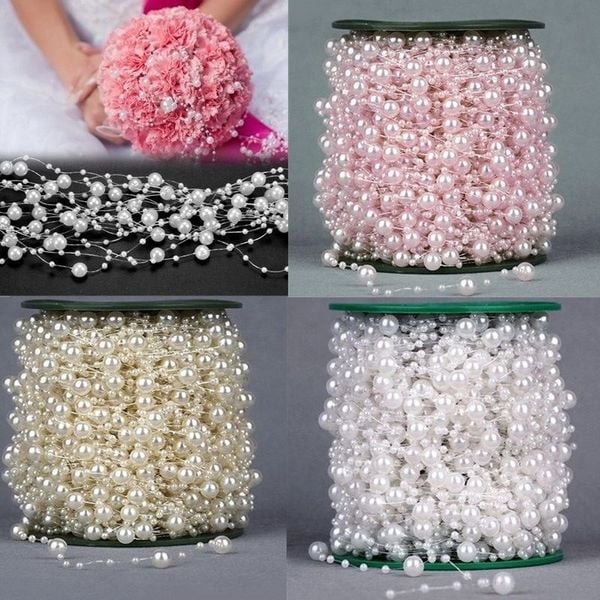 Cuộn Dây Hạt Ngọc Trai Làm Đồ Handmade - Làm Đồ Trang Sức - Trang Trí Bó Hoa Đám Cưới 60m
