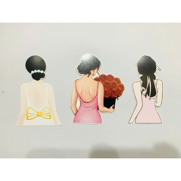 Banner cô gái cầm bó hoa - Gắn bó hoa, Decor bánh sinh nhật - Trang trí bó hoa (Ngẫu nhiên)