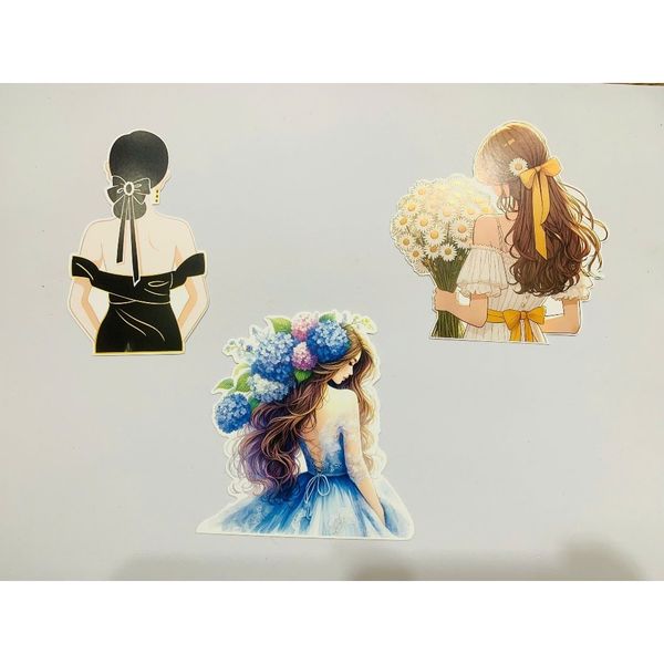 Banner cô gái cầm bó hoa - Gắn bó hoa, Decor bánh sinh nhật - Trang trí bó hoa (Ngẫu nhiên)