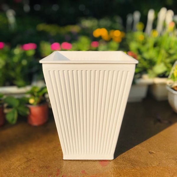 Chậu trồng cây - Chậu trồng cây vuông sọc - Chậu nhựa trồng hoa - Decor Trang trí nhà cửa