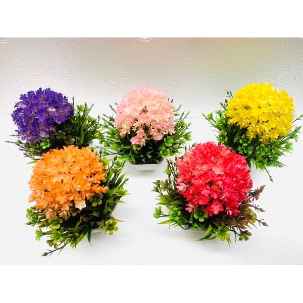 Chậu hoa giả - Chậu hoa tú cầu kèn cao cấp - Chậu hoa để bàn, Decor trang trí cực đẹp