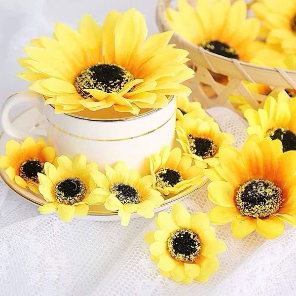 HOA SÁP , 50 đầu bông HOA HƯỚNG DƯƠNG - Đầu bông hoa sáp thơm - Làm bó hoa siêu xinh