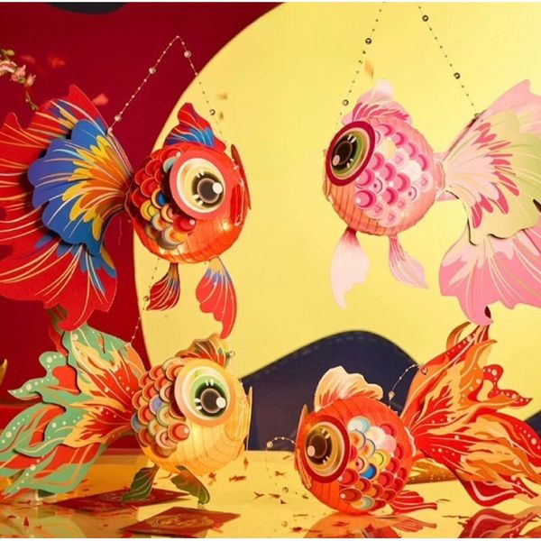 Đèn lồng Trung Thu - Đèn lồng con cá nhiều màu, kèm phụ kiện - Trang trí cực đẹp