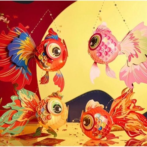 Đèn lồng Trung Thu - Đèn lồng con cá nhiều màu, kèm phụ kiện - Trang trí cực đẹp