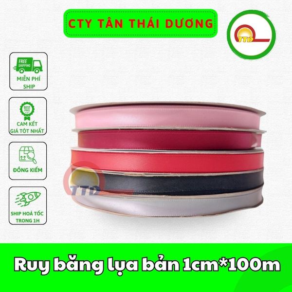 Ruy băng lụa bản 1cm*100m - cuộn to -loại đẹp
