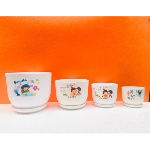 Chậu trồng cây - Chậu trông hoa, chậu nhựa giả sứ - Chậu cây để bàn