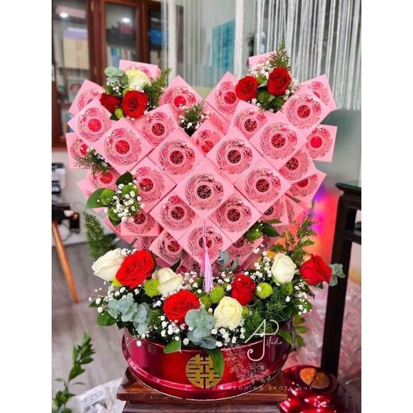Vỏ hộp bánh , in hình rồng phượng - vỏ hộp bánh , đựng bánh phu thê - Decor tráp cưới hỏi