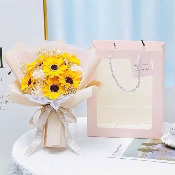 HOA SÁP , 50 đầu bông HOA HƯỚNG DƯƠNG - Đầu bông hoa sáp thơm - Làm bó hoa siêu xinh