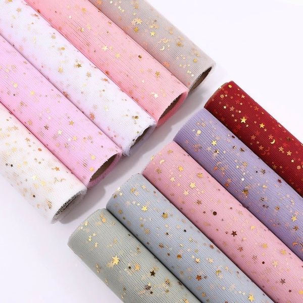 Lưới voan gói hoa hình tim - Sao vàng - Giấy gói hoa-lưới gói hoa 50cm x 4,5met