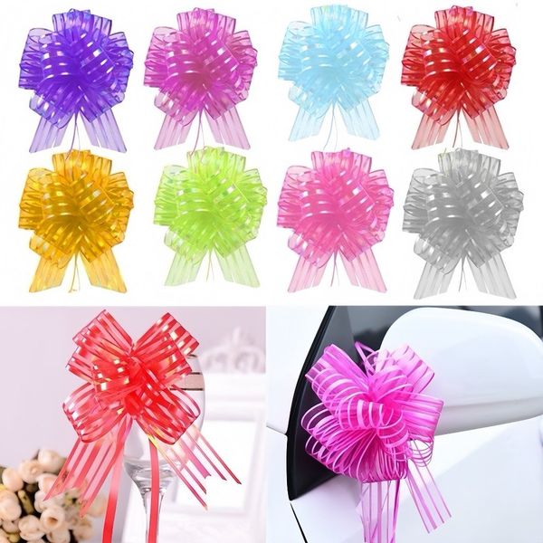 (10 chiếc) NƠ RÚT VIỀN VOAN . 50mm . Nơ Rút Trang Trí Giỏ Quà - Nơ Rút TRang Trí Xe Cưới. nhiều màu sắc