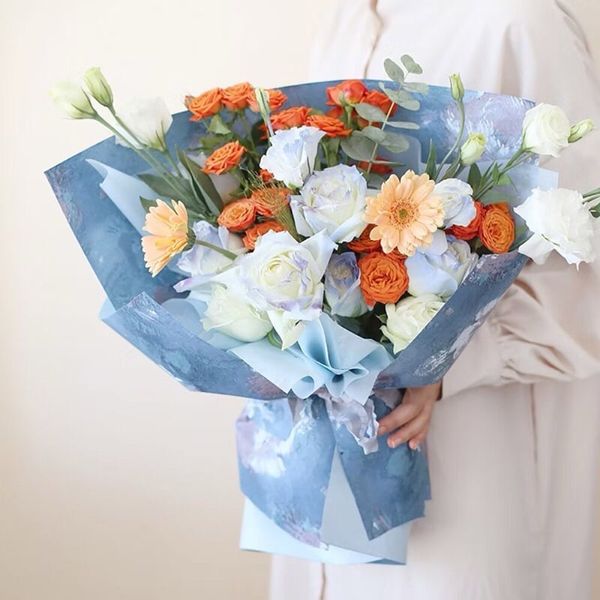 Giấy gói hoa - Tập 15 tờ giấy gói hoa họa tiết  Gấm Hoa cao cấp - Khổ 52x59cm