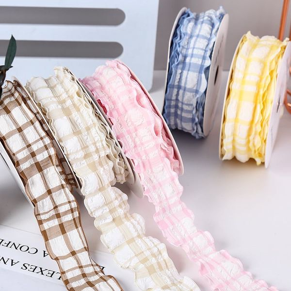 Ruy băng vải xốp - viền sóng- hoạ tiết kẻ - duy băng vải xốp - viền bèo- bản 2,5cm và 4cm