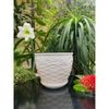 (Loại dày)Chậu trồng cây - Chậu trồng cây tròn, hoạ tiết hoa hồng mắt lưới - Chậu trồng cây nhựa giả sứ - Chậu trồng hoa