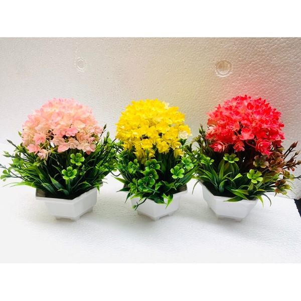 Chậu hoa giả - Chậu hoa tú cầu kèn cao cấp - Chậu hoa để bàn, Decor trang trí cực đẹp