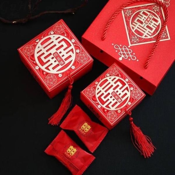 Vỏ hộp đựng bánh kẹo chữ Hỷ dùng trong tiệc cưới siêu đẹp
