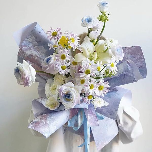Giấy gói hoa - Tập 15 tờ giấy gói hoa họa tiết  Gấm Hoa cao cấp - Khổ 52x59cm
