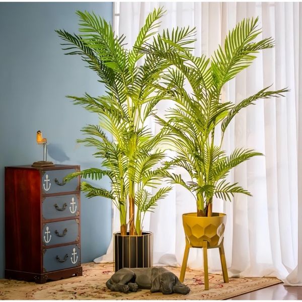 Cây giả - Cây dừa giả -  gốc bằng gỗ , 3 thân , trang trí phòng khách, decor trang trí nhà hàng, quán cà phê cực đẹp