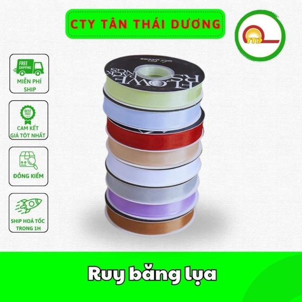 Ruy băng lụa gân màu pastel cực xinh - 2cm x 30m