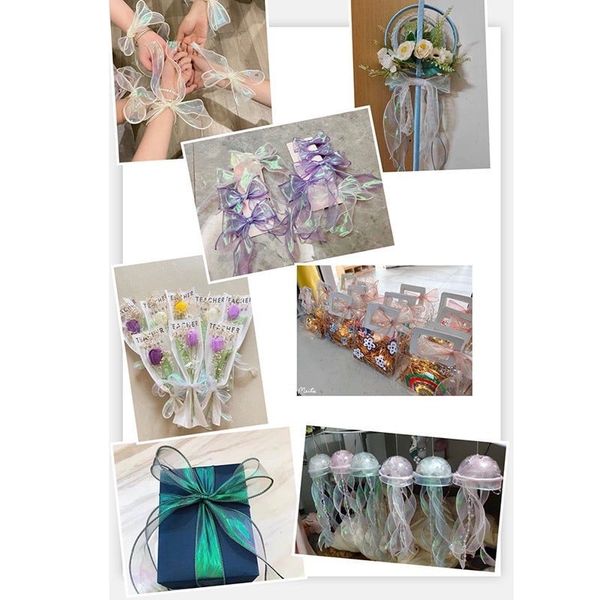 Ruy Băng Voan Viền Sóng , Màu Galaxy óng ánh , Loại Đẹp - Bản 4cm x 9m