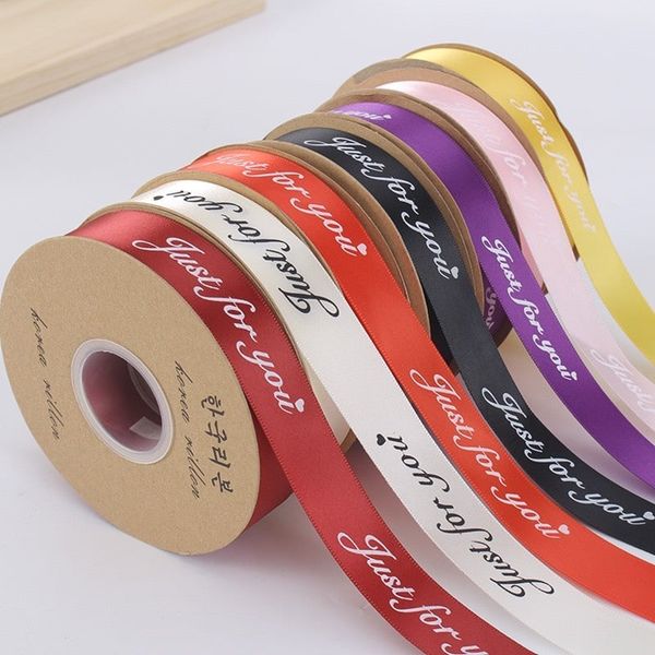 (Cuộn 45m) Ruy băng lụa in chữ just for you bản 2,5cm*45m