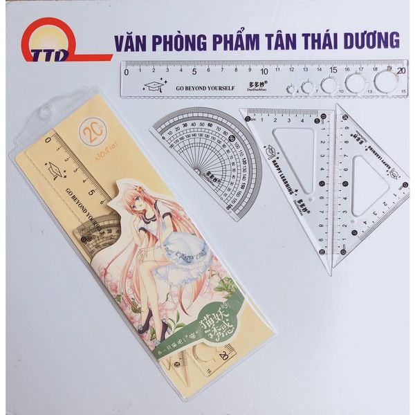 Bộ eke thước kẻ, đo độ, đo góc siêu kute