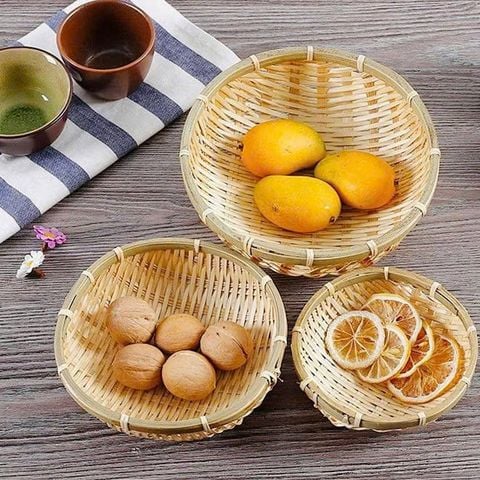 Rổ tre tròn mini - Rá tre đựng đồ ăn, đựng hạt hướng dương - Decor Trang trí chụp ảnh