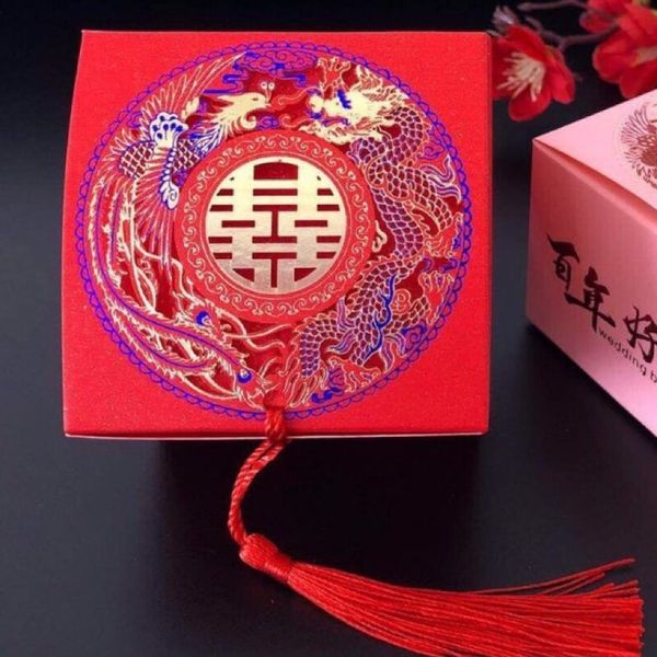 Vỏ hộp bánh , in hình rồng phượng - vỏ hộp bánh , đựng bánh phu thê - Decor tráp cưới hỏi