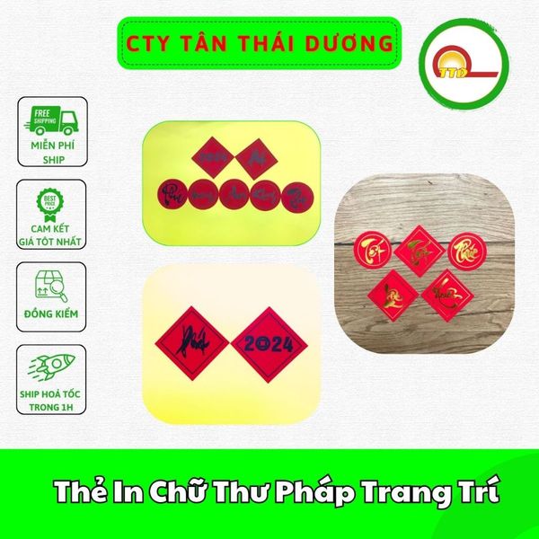Thẻ In Chữ Thư Pháp Trang Trí Giỏ Quà Tết,Làm Đồ Handmade