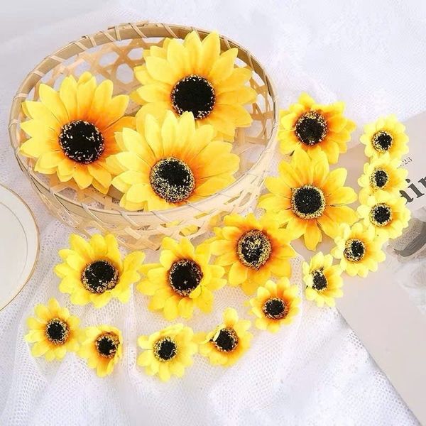 HOA SÁP , 50 đầu bông HOA HƯỚNG DƯƠNG - Đầu bông hoa sáp thơm - Làm bó hoa siêu xinh