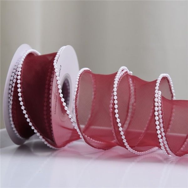 Ruy băng Voan Sóng Viền Ngọc Hàn Quốc Loại Đẹp bản 4Cm