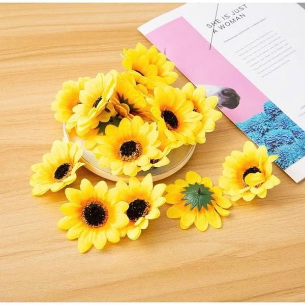 HOA SÁP , 50 đầu bông HOA HƯỚNG DƯƠNG - Đầu bông hoa sáp thơm - Làm bó hoa siêu xinh