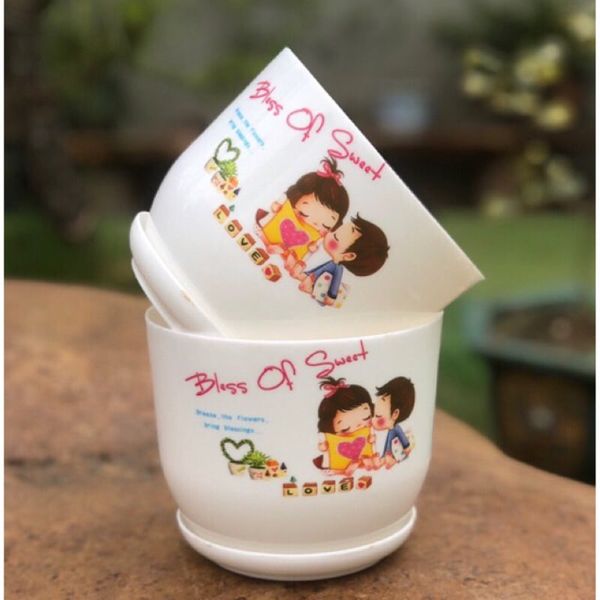 Chậu trồng cây - Chậu trông hoa, chậu nhựa giả sứ - Chậu cây để bàn