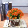 Chậu hoa - Chậu hoa tú cầu thắt nơ - Chậu hoa giả để bàn, Decor trang trí nhà cửa