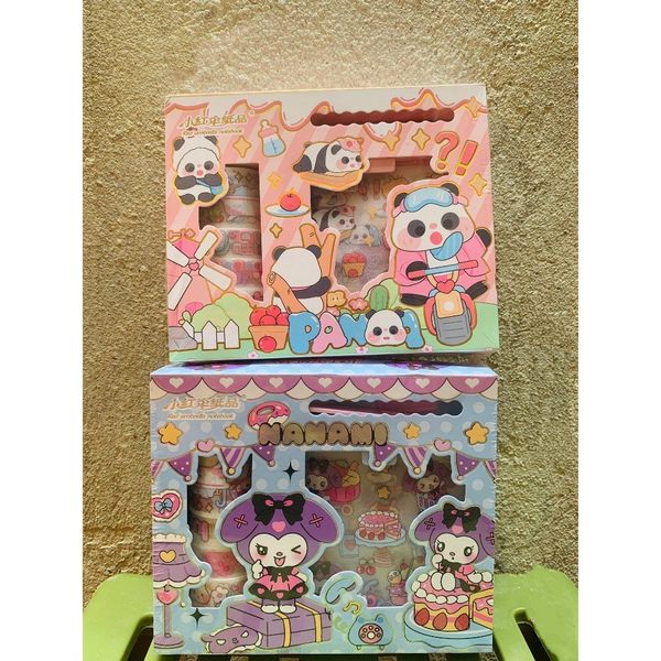Hộp sticker và băng keo dán trang trí hoạ tiết hoạt hình dễ thương