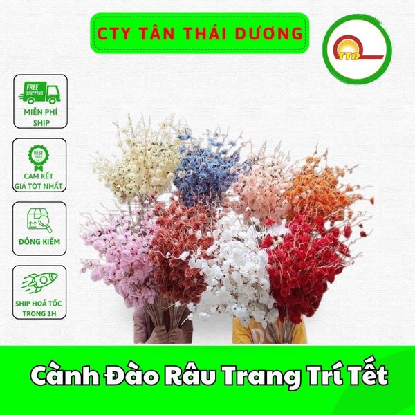 Cành Đào Râu Trang Trí Tết dài 1Met - Trang Trí Giỏ Quà Tết