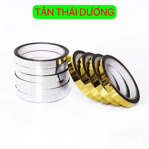 Cuộn decal vàng, bạc - Cuộn chỉ dán viền gạch, dán tường, Trang trí nội thất - Khổ 1cm x 50met