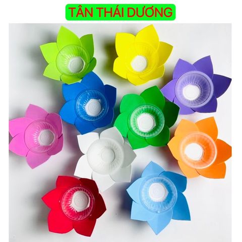 Combo 50 chiếc Đèn hoa đăng 6 cánh bằng xốp, nhiều màu - Đèn nến thả nước, trang trí dịp lễ Vu Lan