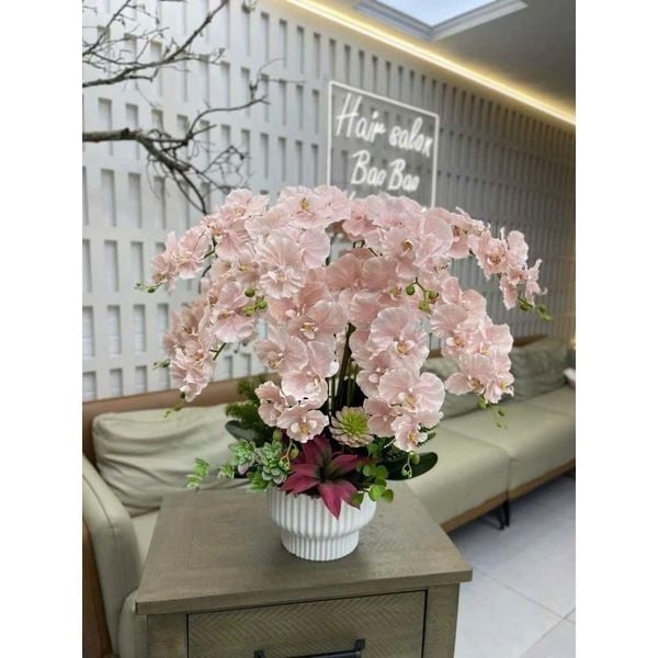HOA GIẢ , Cành hoa lan hồ điệp giả , bằng cao su ,1 nhánh có 5 bông cánh xoăn - Decor Trang trí nhà cửa cực sang trọng