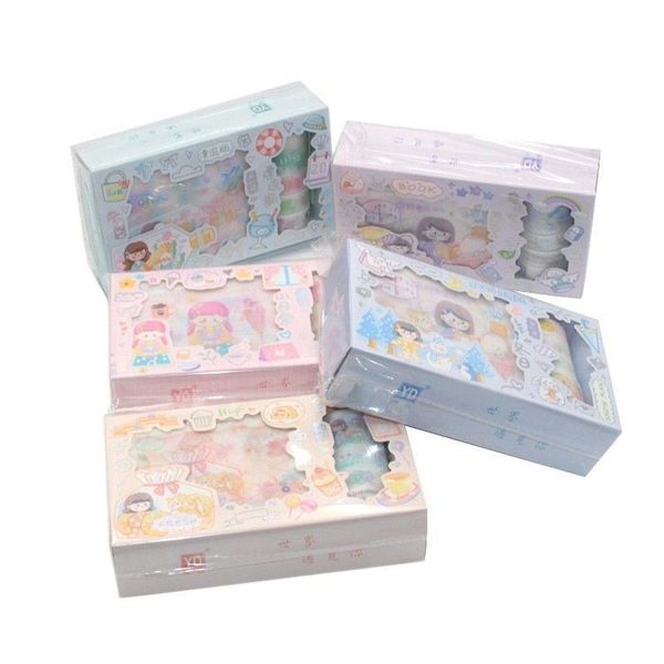Hộp sticker và băng keo dán trang trí hoạ tiết hoạt hình dễ thương