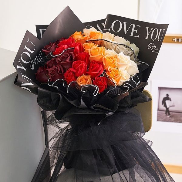 Giấy Gói Hoa In Chữ Love You - Loại Dày Đẹp - sỉ , lẻ
