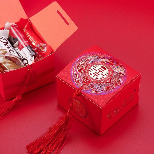 Vỏ hộp bánh , in hình rồng phượng - vỏ hộp bánh , đựng bánh phu thê - Decor tráp cưới hỏi