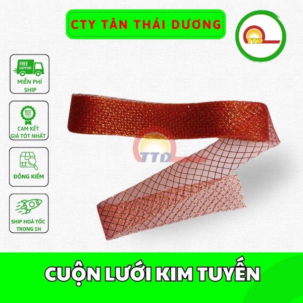 CUỘN LƯỚI KIM TUYẾN DÀI 15M RỘNG 4CM - TRANG TRÍ OẢN - LÀM HOA