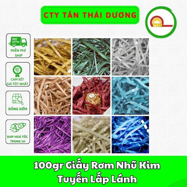100gr Giấy Rơm Nhũ Kim Tuyến Lấp Lánh Trang Trí Hộp Quà Sang Trọng