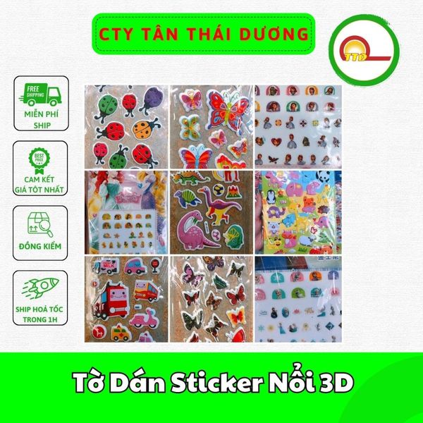 Tờ Dán Sticker Nổi 3D Thời Trang, Công Chúa Bản To Nhiều Chi Tiết Cho Bé