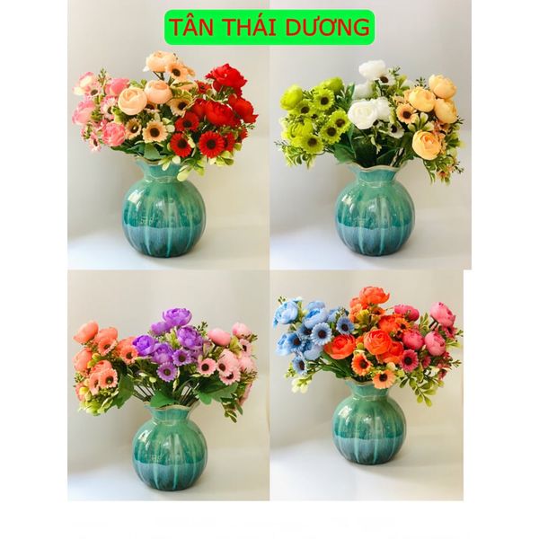 Hoa giả - Cụm hoa hồng nhí - Hoa hồng điểm cắm lọ hoa để bàn - Decor trang trí cực đẹp
