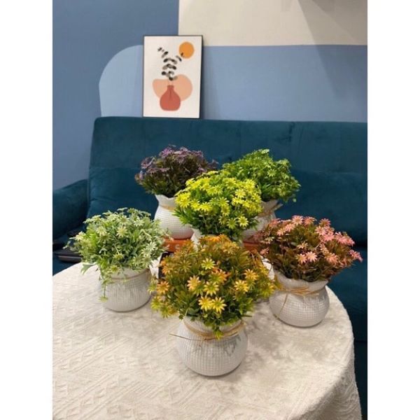 Chậu hoa giả - Chậu hoa cúc nhí để bàn - Chậu hoa nhựa trang trí - Decor trang trí nhà cửa