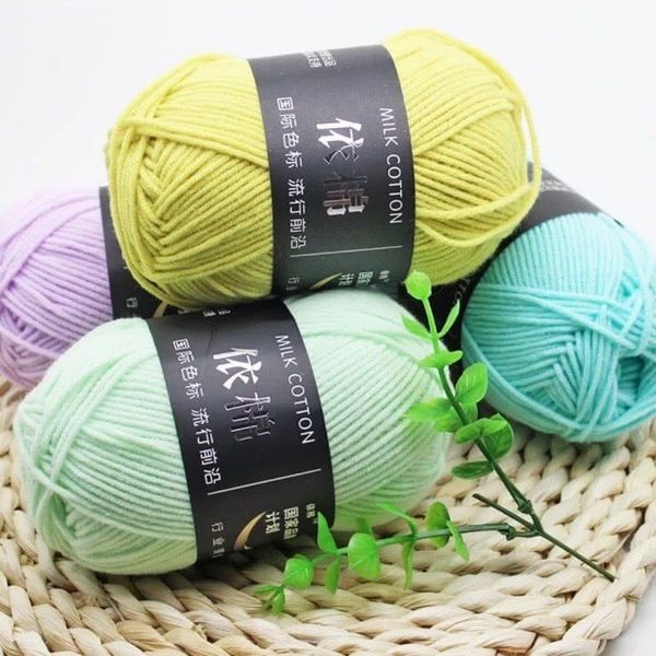 Len milk cotton 50g - len đan móc khăn,túi, len sợi cotton nhiều màu sắc a08